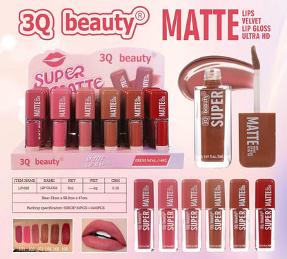 3Q Beauty Matte Lips Velvet Lip Gloss Ultra Hd Super Pigmented Pack of 6