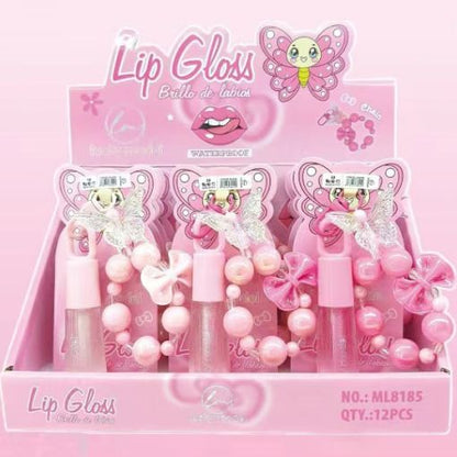 Lucky Model Butterfly Lip Gloss with Keyring Bag Charm