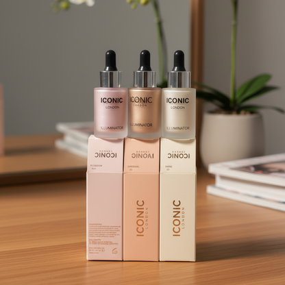 Iconic London Illuminator Ultra Glow Liquid Highlighter  Radiant Skin 3 Pcs Set