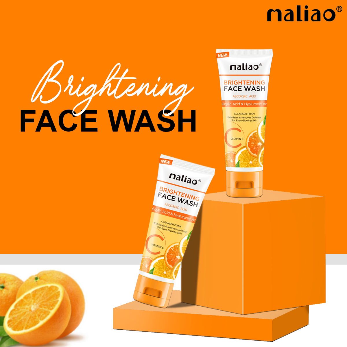 Maliao Brightening Face Wash Ascorbic Acid Vitamin C Face Wash With Vitamin C & Turmeric - Illuminate Your Skin