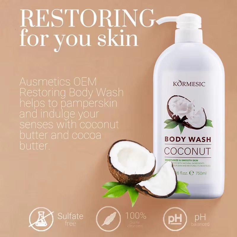 Kormesic Coconut Moisturizing/Hydrating Smooth Skin Rejuvenation Body Wash 750ml