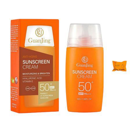 Guanjing Anti-Aging Sunscreen Cream SPF 50+ PA+++ Moisturizing & Brightening with Hyaluronic Acid & Vitamin E – 50g