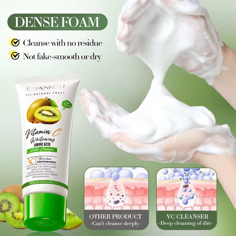 FAYANKOU Kiwifruit Extract Vitamin C Whitening Cleansing Wash Oil Control Hydrating and Smoothing Brightening Skin