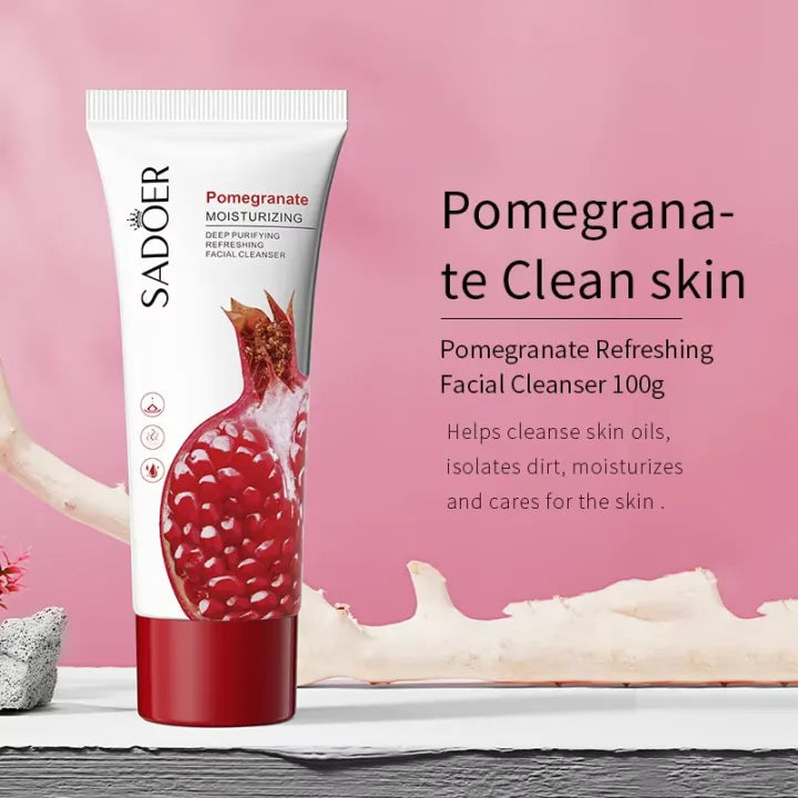 SADOER Pomegranate Moisturizing Facial Cleanser Cleansing Foam Face Wash 100g