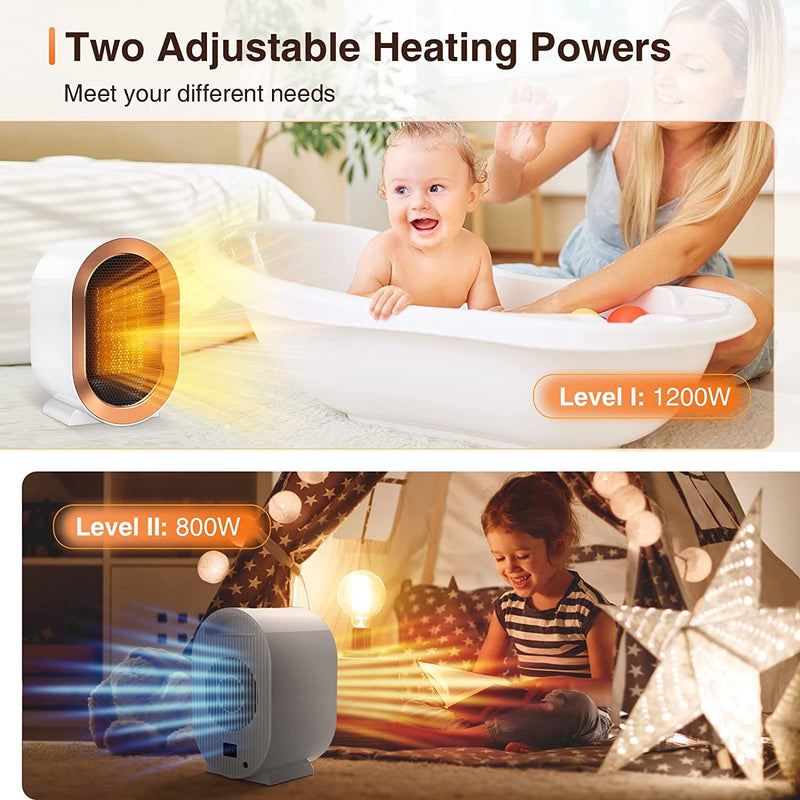 Portable Electric Space Heater 1200W Energy Efficient With Thermostat for Indoor