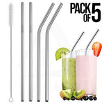 Reusable Stainless Steel Straw with Cleaning Brush Long Metal