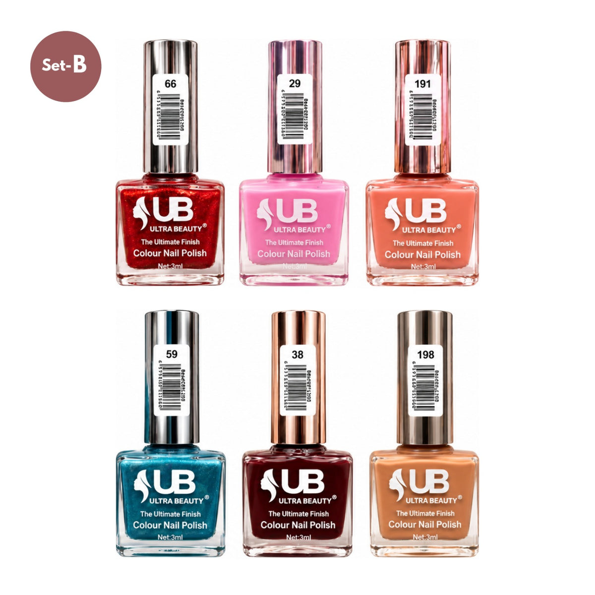 Ultra Beauty Colour Nail Polish – 3ml (Set B)