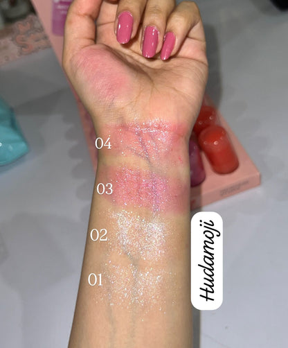 Hudamoji 4pcs Jelly Glitter Highlighter Stick