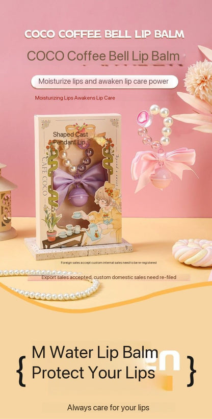 CAFE COCO Portable Bell Lip Balm Moisturizing Hydrating Long-Lasting Lip Balm Mirror Surface Replenishment Water-Rich Lip Blam