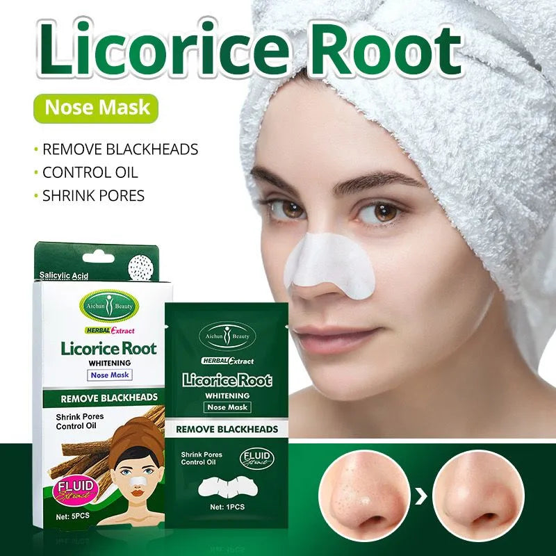 Aichun Beauty Licorice Root Nose Mask Salicylic Acid Remove Blackheads Nose Cleaner Nose Pore Strips 5 Sachet