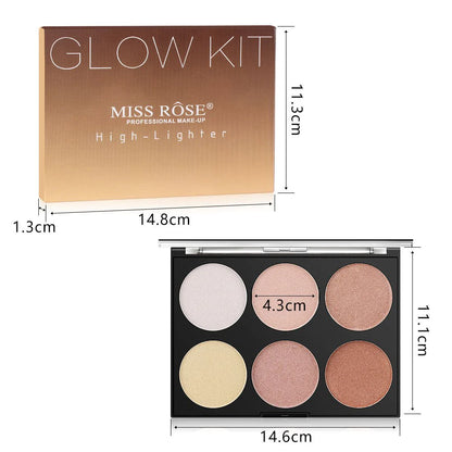 MISS ROSE 6 Color Highlighter Palette