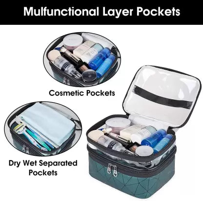 Double Layer Makeup And Cosmetic Bag Large Capacity Bag for Travel