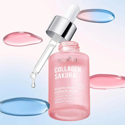 Sadoer Sakura Collagen Elastic Moisturizing 30ml Pink Face Liquid Anti Wrinkle Skin Revitalizer Sakura Face Serum