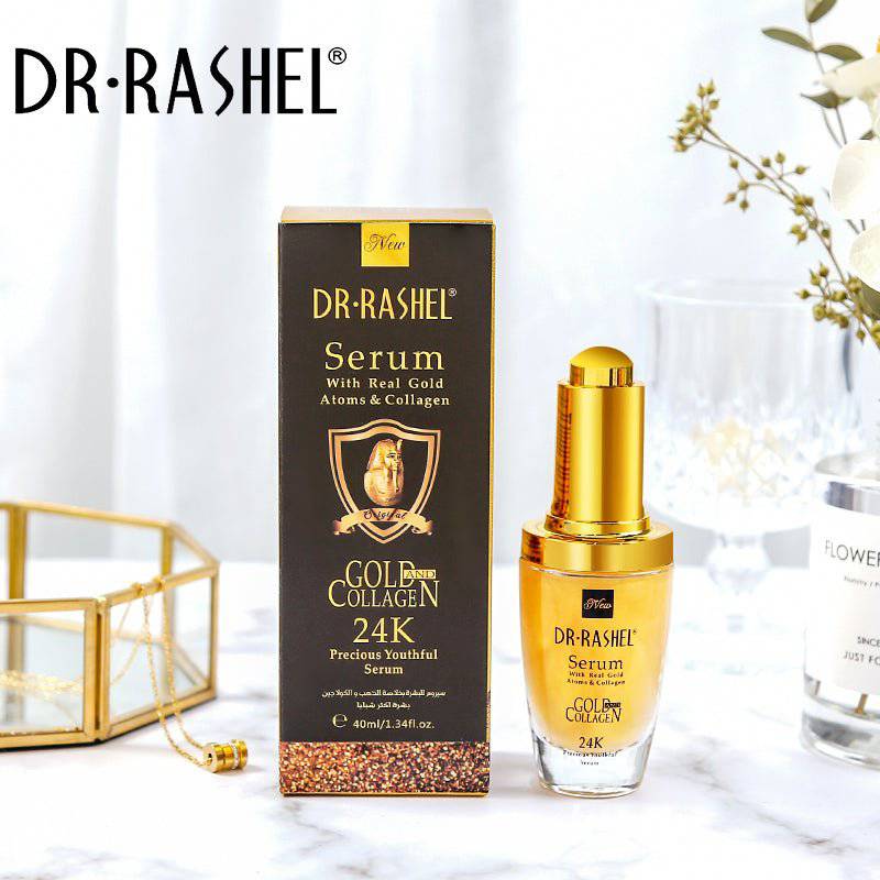DR.RASHEL 24 K Real Gold Atoms Ampoule Collagen Makeup Primer Anti Wrinkle Hyaluronic Acid Face Whitening Serum