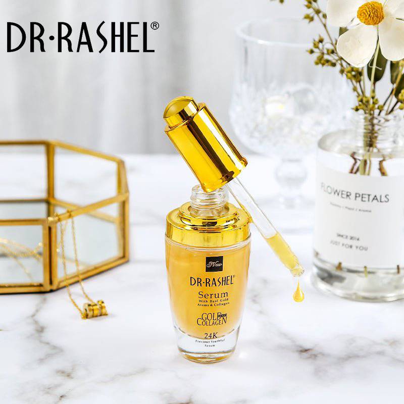 DR.RASHEL 24 K Real Gold Atoms Ampoule Collagen Makeup Primer Anti Wrinkle Hyaluronic Acid Face Whitening Serum