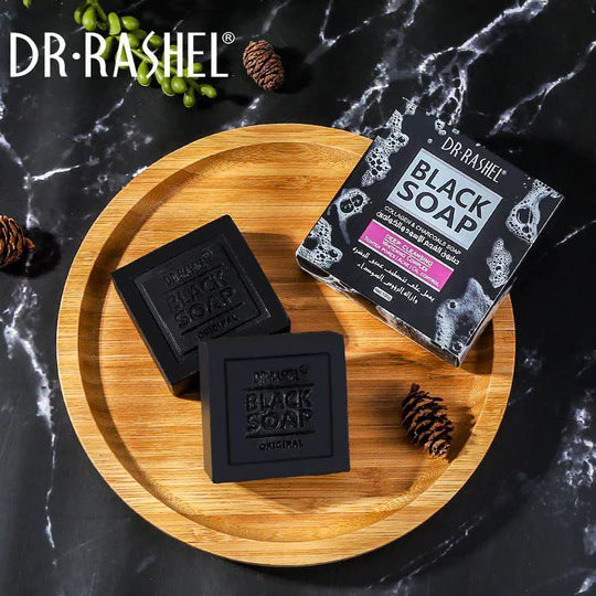 Dr Rashel Collagen Charcoal Black Soap Deep Cleansing Facial Soap Tighten Pores, Acne & Oil Control - 100g