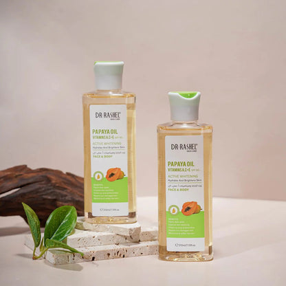 Dr Rashel Face & Body Papaya Oil Vitamins A,C+E SPF50+ Active Whitening Hydrates and Brightens Skin