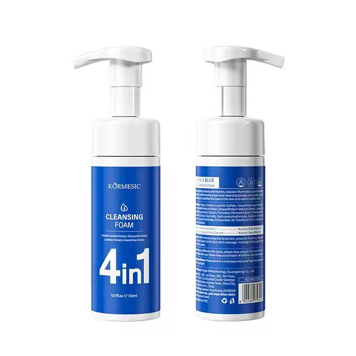 KORMESIC 4in1 Cleanser Blue Pink Mousse for Facial Wash Moisturizer Organic Supply Reduce 150ml