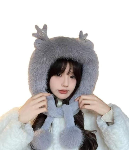Soft Fluffy Bunny Ears Winter Cap
