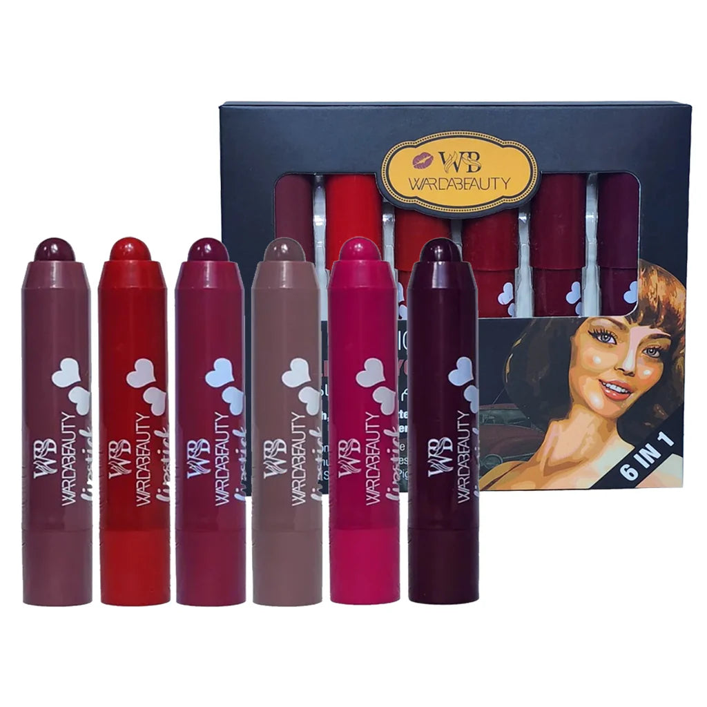 Warda Beauty Rich Creamy Matte Color Classic Lip Crayon 6cs Set