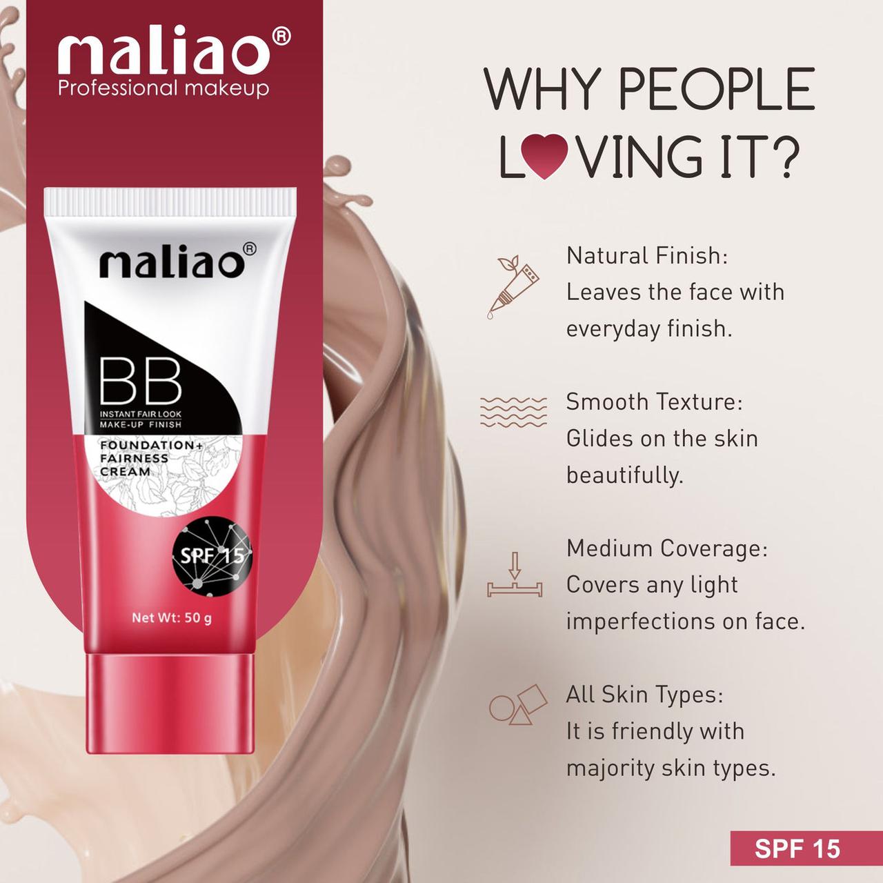 Maliao Instant Fair Look Make Up Finish BB Foundation Fairness Cream