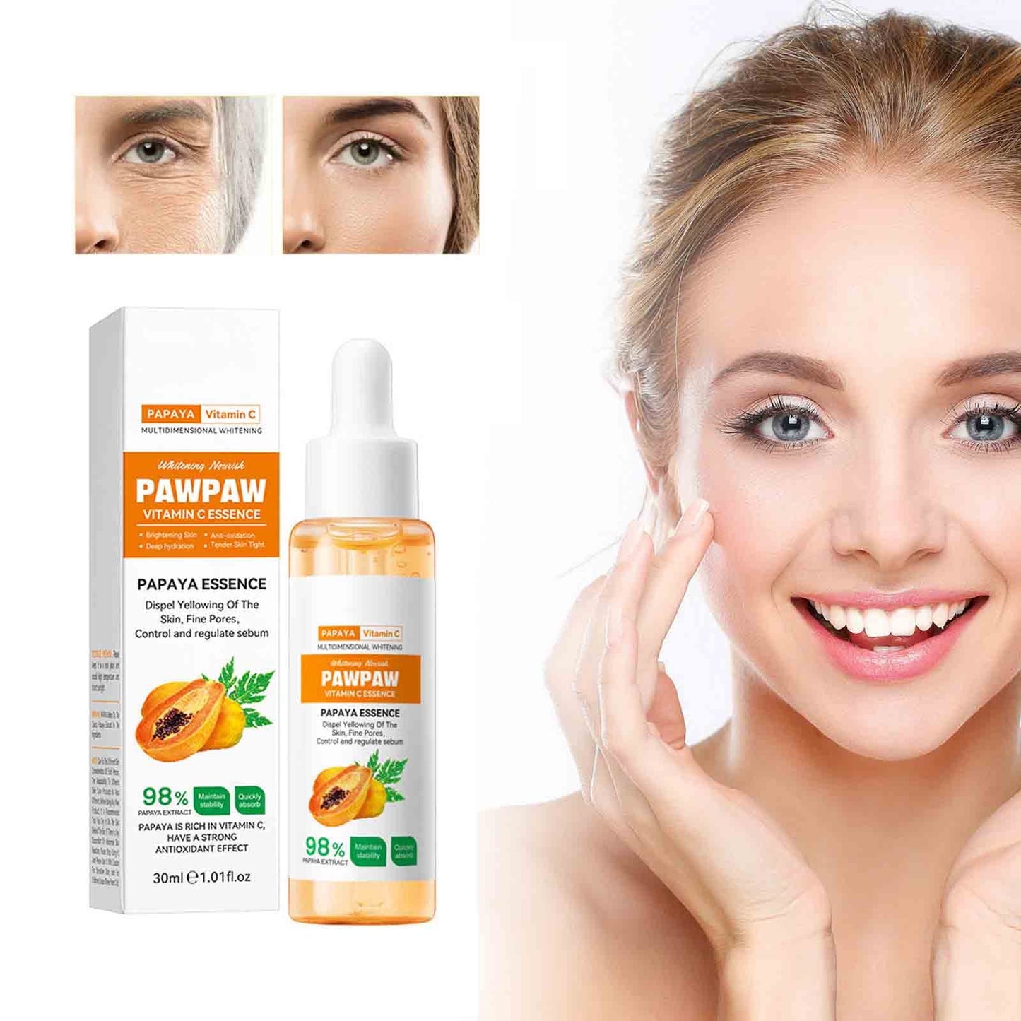 Bioaqua Paw Paw Vitamin C Essence Papaya Extract Brightening Anti Oxidation Deep Hydration Moisturizing Serum 30ml