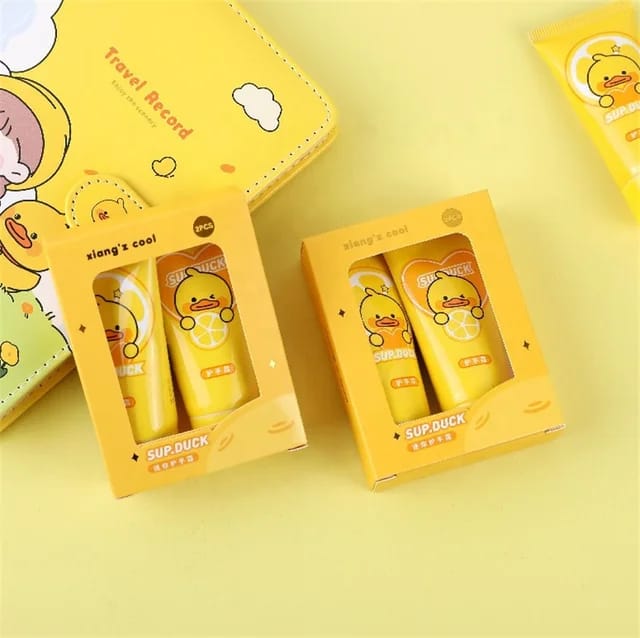 XIANG'z COOL Mini Duck Fruit Fragrance Hand Lotion and Lip Balm Set