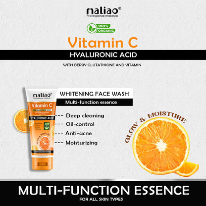 Maliao Vitamin C Whitening Face Wash With Berry Glutathione And Vitamin Hyaluronic Acid Face Wash