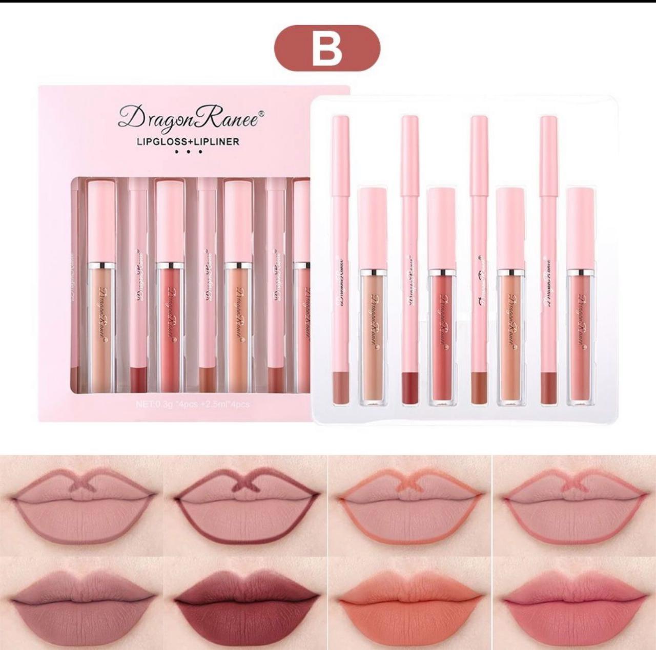 Dragon Ranee 4 Lip Gloss And 4 Lip Liner Pencil Set