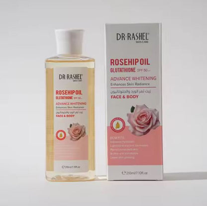 Dr Rashel Face & Body Rosehip Oil Glutathione SPF50+ Advance Whitening Enhances Skin Radiance