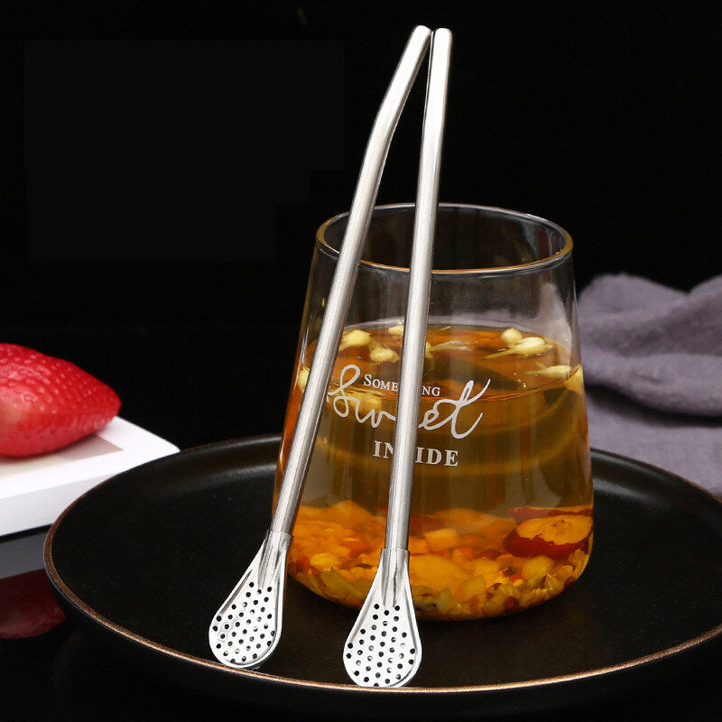 Stainless Steel Spoon Straw 3in1