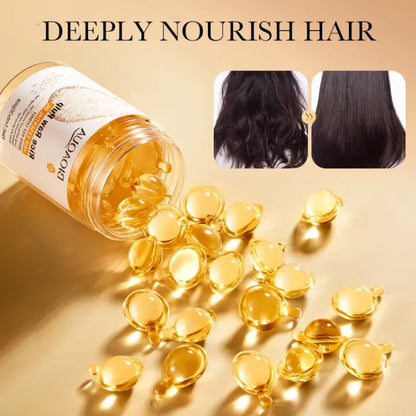 BIOAQUA Rice Raw Pulp Hair Essential Oil  30 Capsules Organic Treatment Promotes Hair Growth Moisturizing Repair Damaged Growth Oil Hair Care Hair Oil