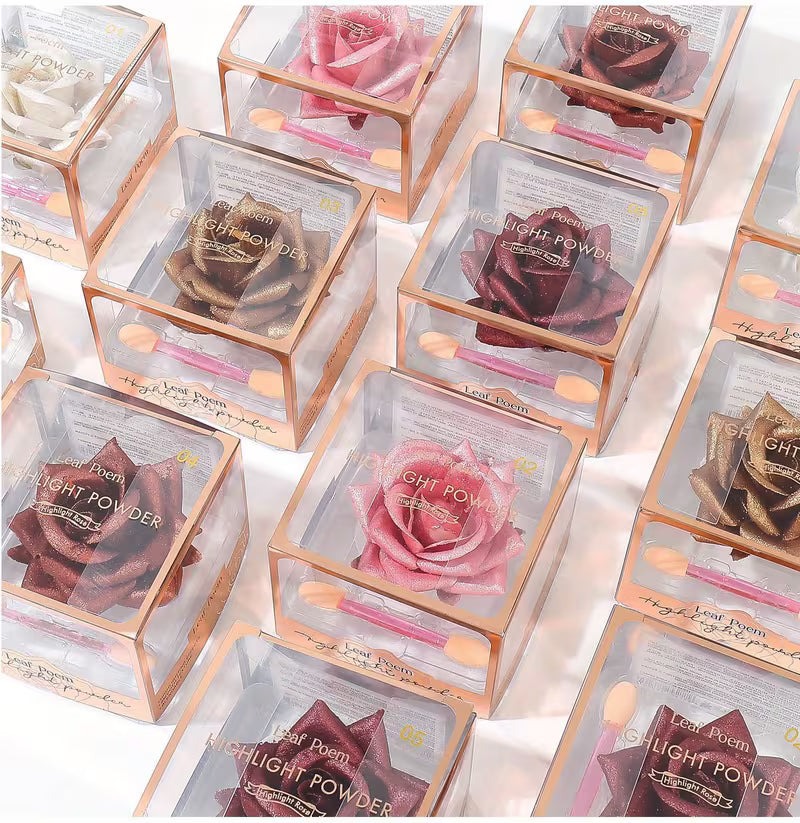 Loleeta 3D Three-dimensional Rose Highlighter + Eye Shadow Powder Easy Coloring Highlight Powder Face Contour Makeup