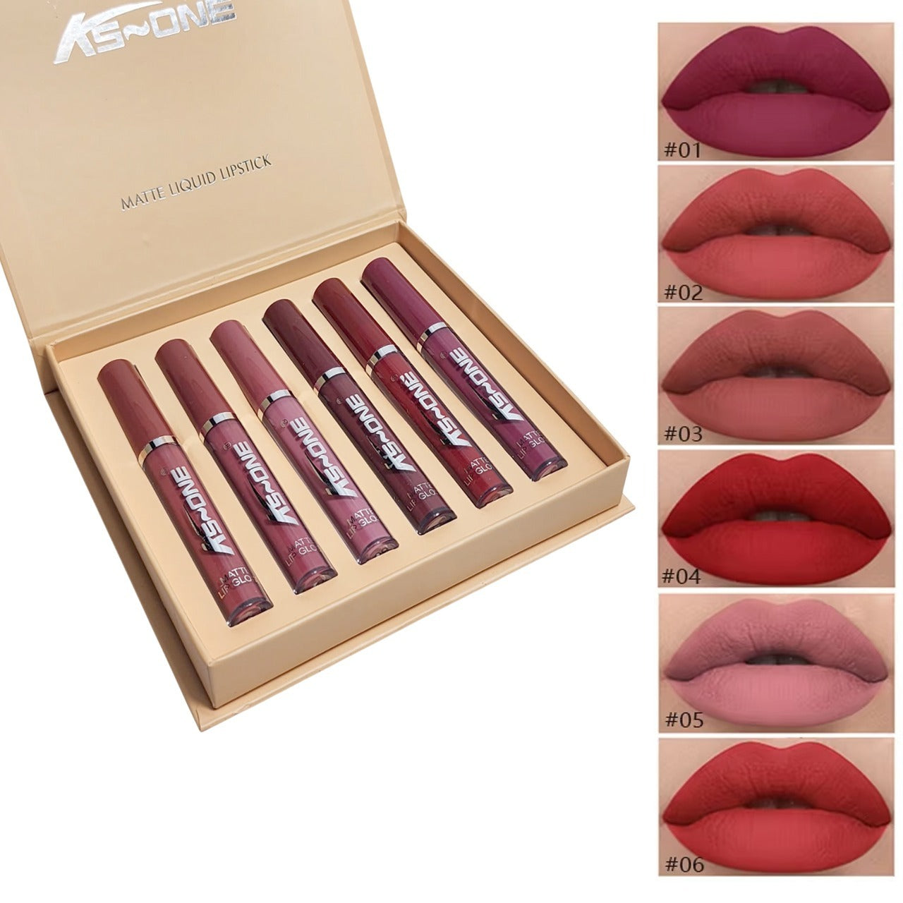 KS-One Matte Liquid Lipstick Lipgloss 6Pcs Set