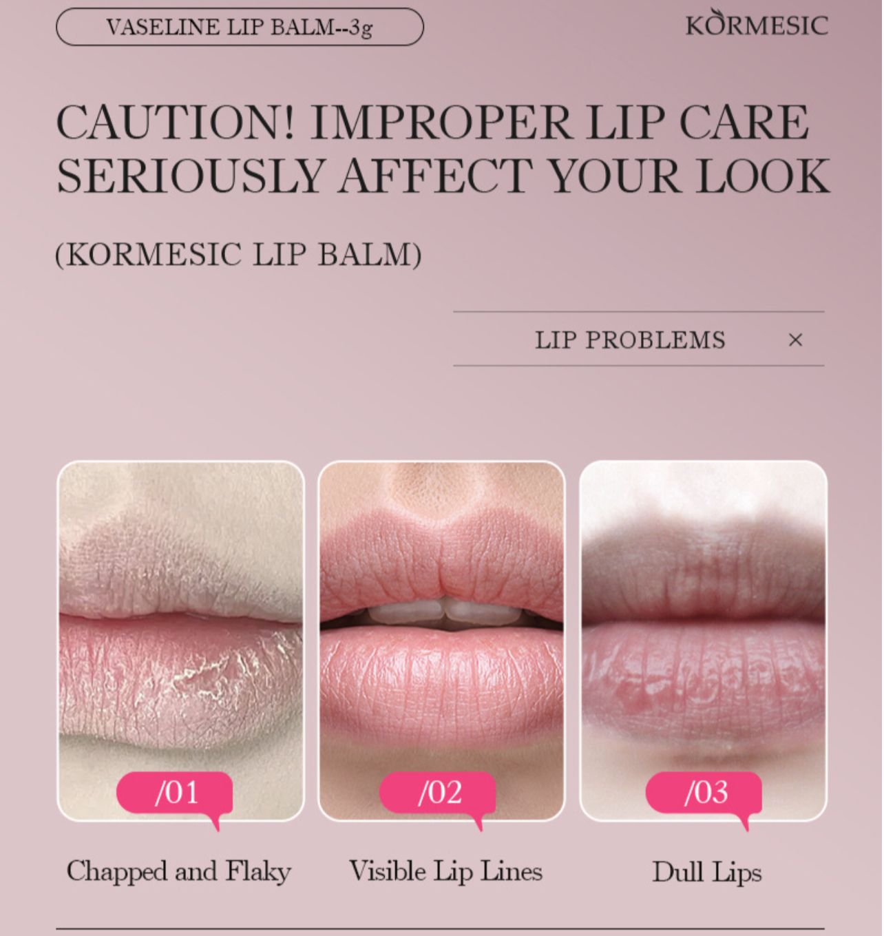 KORMESIC Repair Dry Cracks Vaseline Lip Balm 10x Moisturize Repairing