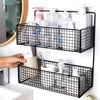 Multifunctional 2 Layer Wall Mounted Sticking Shelf Toiletries Organizer Storage Basket