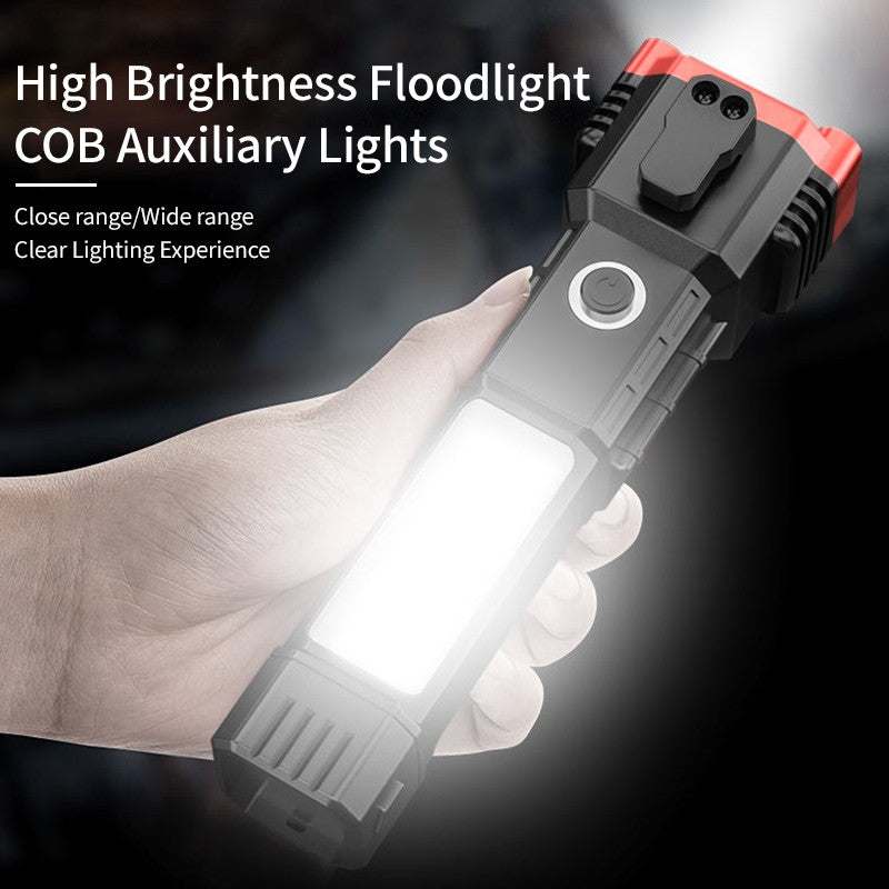 Portable USB Rechargeable LED Flashlight With Hammer Torch Waterproof