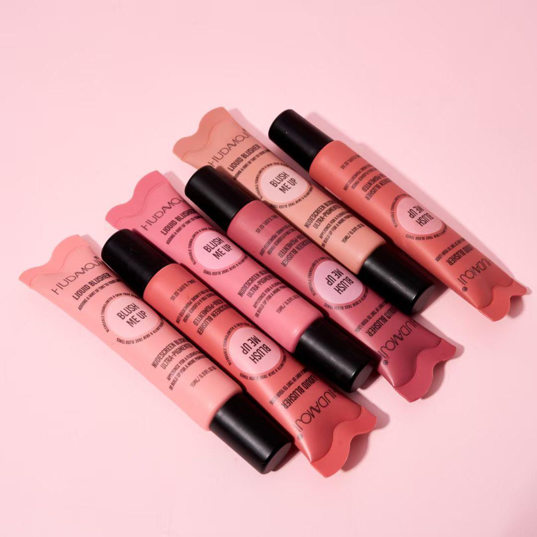 Hudamoji Blush Me Up Liquid And Blusher Nudescreen Blusher Ultra Pigmented 6Pcs Set