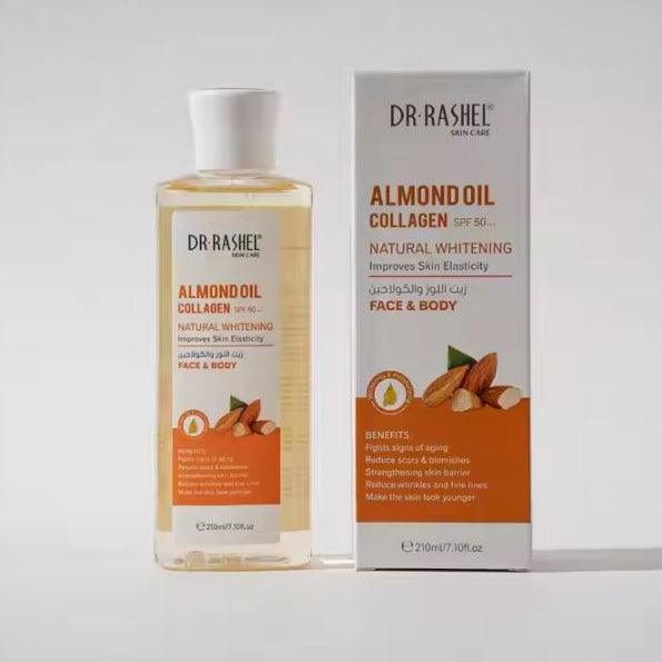 Dr RASHEL Face & Body Almond Oil Collagen SPF50+ Natural Whitening Improves Skin Elasticity