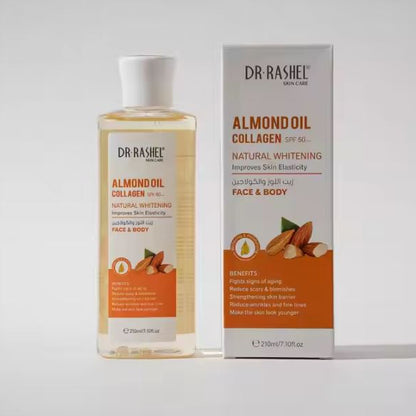 Dr RASHEL Face & Body Almond Oil Collagen SPF50+ Natural Whitening Improves Skin Elasticity