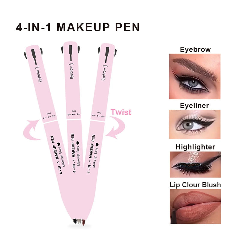 Multifunctional 4in1 Makeup Pen Eyeliner Lip Liner Eyebrow Pencil Highlighter Pen