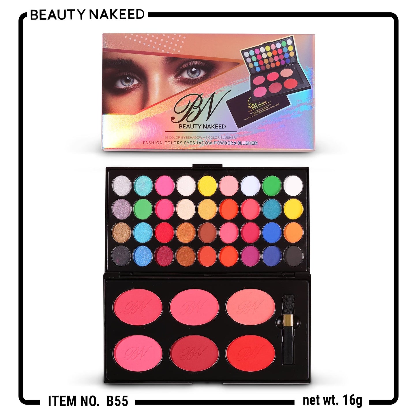 BN Beauty Nakeed 36 Eyeshades 6 Blush On Palette