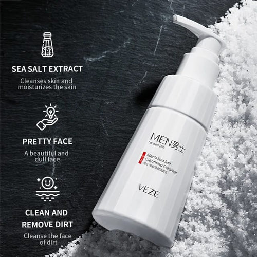 VEZE Men's Sea Salt Oil Control Deep Cleansing Foam Facial Cleanser