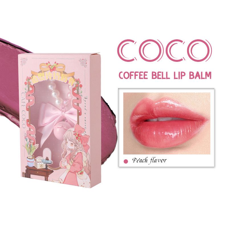 CAFE COCO Portable Bell Lip Balm Moisturizing Hydrating Long-Lasting Lip Balm Mirror Surface Replenishment Water-Rich Lip Blam