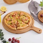 Bamboo Pizza Plate Wooden With Long Handle Steak Plate