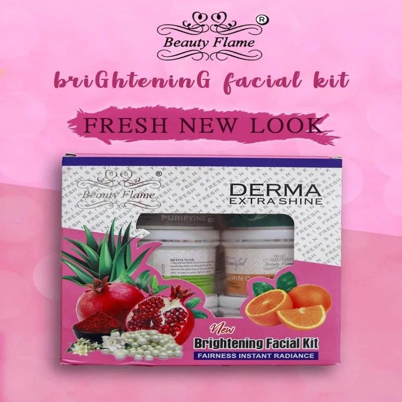 Beauty Flame Derma Extra Shine New Brightening Facial Kit (6 Steps) - Fairness Instant Radiance