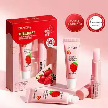 Bioaqua 2in1 Strawberry Lip Care Winter Moisturising Lip kit