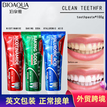 BIOAQUA Hyaluronic Acid Descaler Stain Removal Toothpaste Deep Cleansing Gum Care Toothpaste