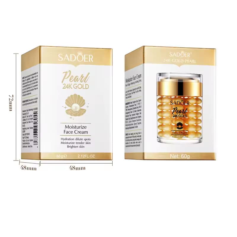 Sadoer 24K Gold-Pearl Collagen Face Cream Moisturizing Brightening Hydrating Firming Facial 60g
