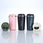 Stainless Steel Coffee Mug With Temperature Display Indicator Sipper 500ml